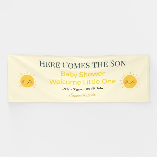 Baby Shower Spandoek | Zonneschijn & Glimlachen (Horizontaal)