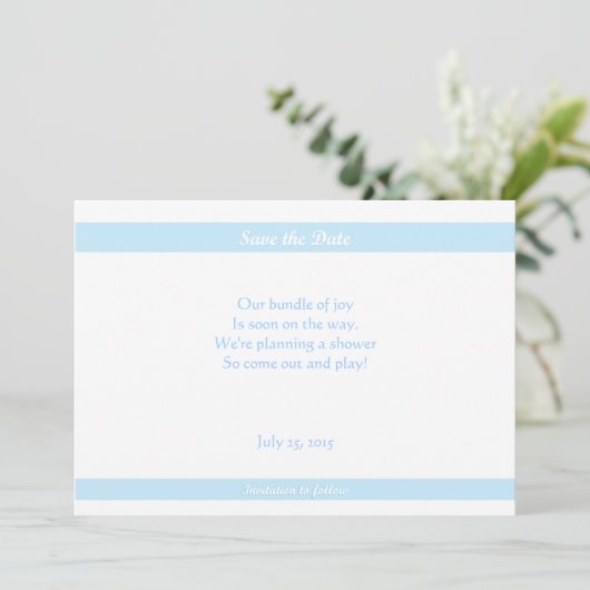 baby shower sparen-de-Dates Blauw Save The Date (Staand voorkant)