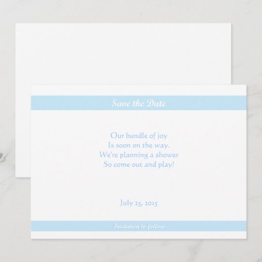 baby shower sparen-de-Dates Blauw Save The Date (Voorkant / Achterkant)