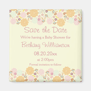 baby shower sparen de Datum Fancy Moderne Floral Magneet