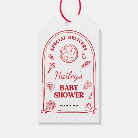 Baby Shower Special Delivery Gift Tag Cadeaulabel (Voorkant)