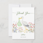 Baby shower speciale leverende vederbloemen bedankkaart (Voorkant)