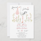 Baby shower speciale leverende vederbloemen kaart (Voorkant)