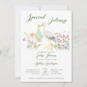 Baby shower speciale leverende vederbloemen kaart (Voorkant)