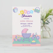 Baby shower Speelse pastelkleur Kaart (Staand voorkant)