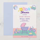 Baby shower Speelse pastelkleur Kaart (Voorkant / Achterkant)