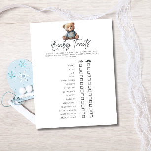 Baby shower spel Baby Boy Baby eigenschappen van o Kaart