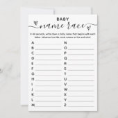 Baby shower Spel Baby Naam Race Kaart (Voorkant)
