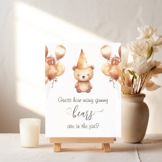 Baby Shower spel beer raadt hoeveel gummyberen Poster