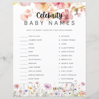 Baby shower Spel Beroemdheid Baby Namen Matching