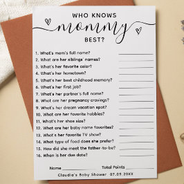 Baby shower spel die mama kent beste Kaart
