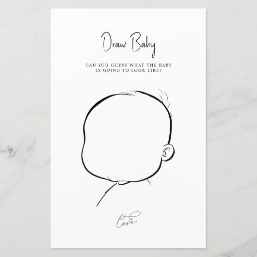 Baby shower Spel Draw Baby Fun Reopenbaarheidspart (Voorkant)