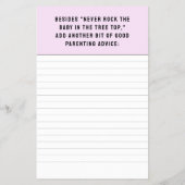 Baby shower spel en Ouderschap advies Flyer (Achterkant)