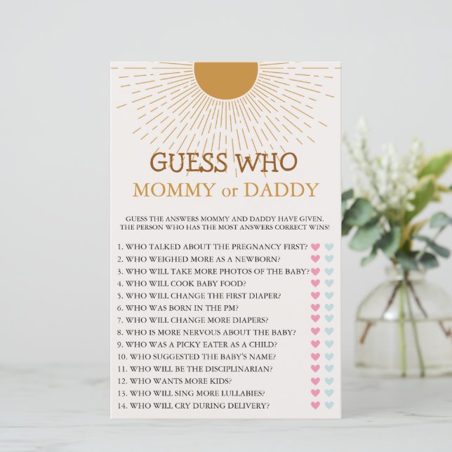 Baby shower spel hier komt de zoon (Staand voorkant)