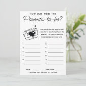 Baby shower spel Hoe oud waren ouders-to-be Kaart (Staand voorkant)