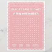 Baby shower spel in roze papel Picado Flyer (Voorkant)