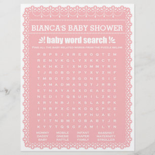 Baby shower spel in roze papel Picado Flyer