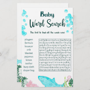 Baby shower spel Kaart woord zoeken