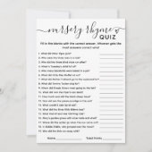 Baby shower Spel Kwekerij Rhyme Quiz Kaart (Voorkant)