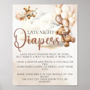 Baby shower Spel LATE NIGHT LUIERS Beer Ballonnen Poster