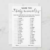Baby shower spel naam de baby dieren Kaart (Voorkant)