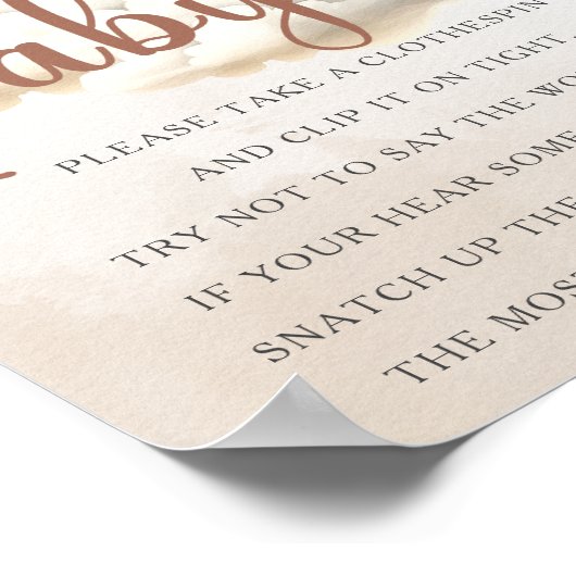 Baby shower Spel NIET ZEGGEN BABY Beer Ballonnen Poster (Hoek)