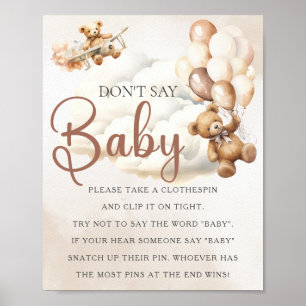 Baby shower Spel NIET ZEGGEN BABY Beer Ballonnen Poster