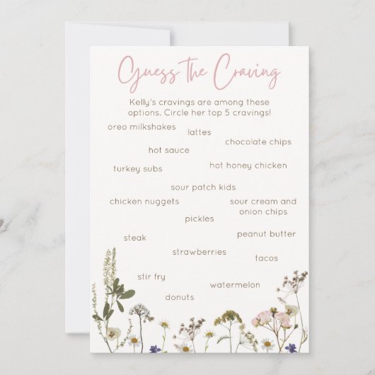 Baby Shower Spel Notitiekaartje (Voorkant)