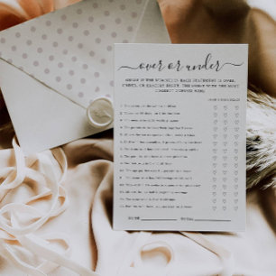 Baby shower spel over of onder   Baby shower spel Kaart