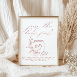Baby Shower Spel Raad Babyvoedsel met Bloemen Poster