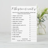 Baby shower spel raden de prijs is exacte Kaart (Staand voorkant)