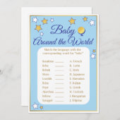 Baby shower spel rond de wereld Blue Gold Stars Kaart (Voorkant / Achterkant)