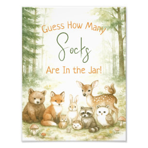 Baby Shower Spel Schattige Bosbaby Dieren Foto Afdruk