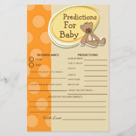Baby shower spel  Teddy Bear voorspellingen