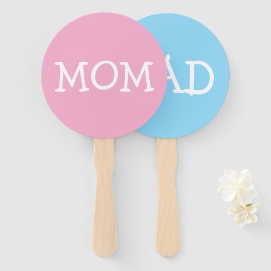 Baby Shower Spel Was het mama of papa Handwaaier (Voorkant en achterkant)