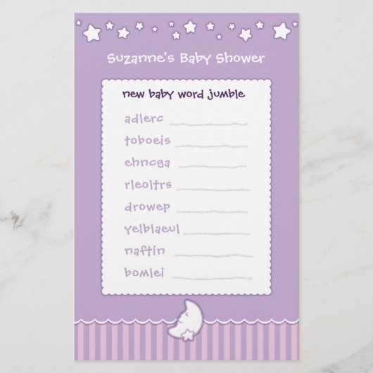Baby Shower Spel - Woordpuzzel (Voorkant)