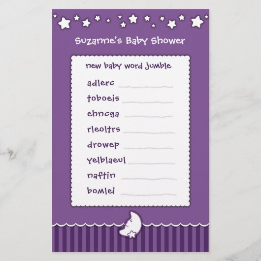 Baby Shower Spel - Woordpuzzel (Voorkant)