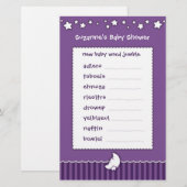 Baby Shower Spel - Woordpuzzel (Voorkant / Achterkant)