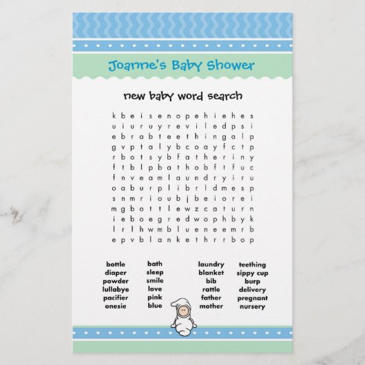 Baby Shower Spel - Woordzoekers (Voorkant)