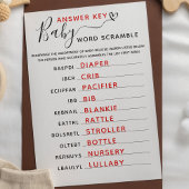 Baby shower Spel Word Scramble met Antwoordsleutel Kaart
