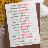 Baby shower Spel Word Scramble met Antwoordsleutel Kaart