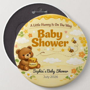 Baby Shower Speld Little Hunny Teddybeer Ronde Button 6,0 Cm
