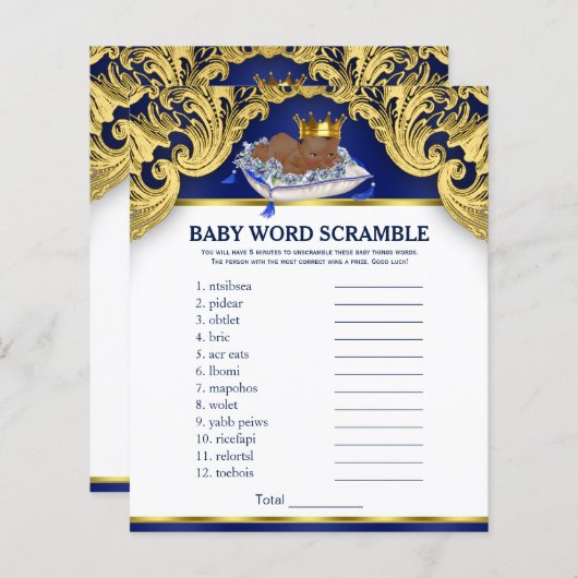 Baby shower Spelen van Afrikaanse prins (Voorkant / Achterkant)