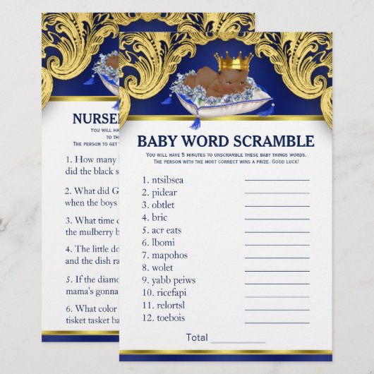 Baby shower Spelen van Afrikaanse prins (Voorkant / Achterkant)