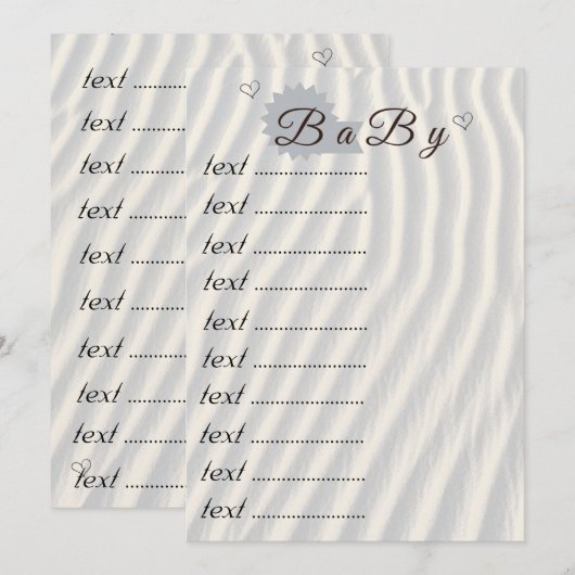 Baby shower Spelfamilie | Baby shower Games Afdruk Kaart (Voorkant / Achterkant)