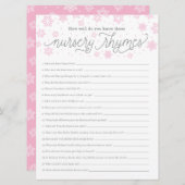 Baby shower spelkaartNursery Rhyme Game Snowflake Kaart (Voorkant / Achterkant)