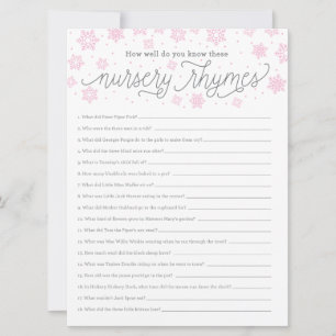 Baby shower spelkaartNursery Rhyme Game Snowflake Kaart