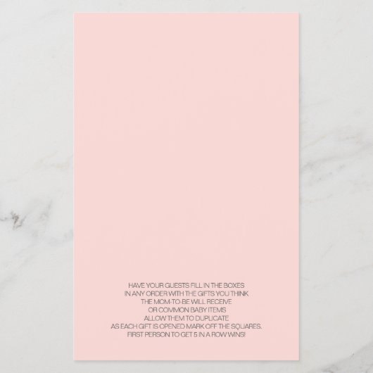 Baby shower Spelletjes Bingo BOHO Baby shower Kora Flyer (Achterkant)