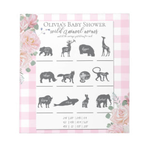 Baby shower Spelletjes Pink Roses Gingham Notitieblok