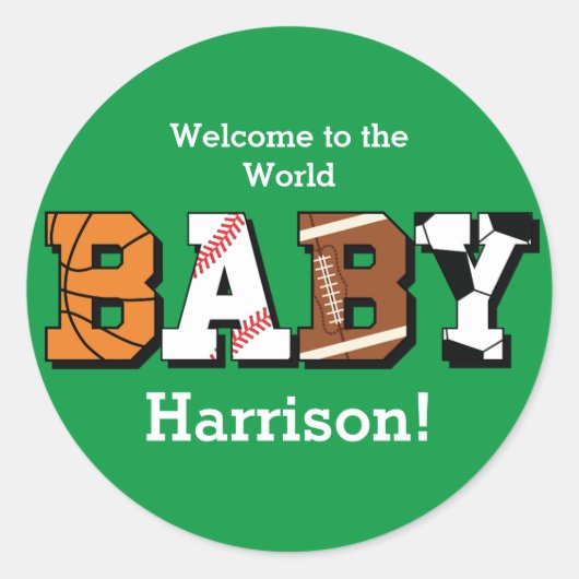 Baby shower sport ronde sticker (Voorkant)